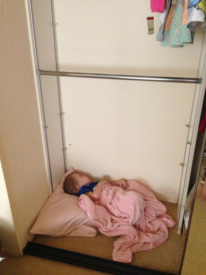 sleeping in a closet